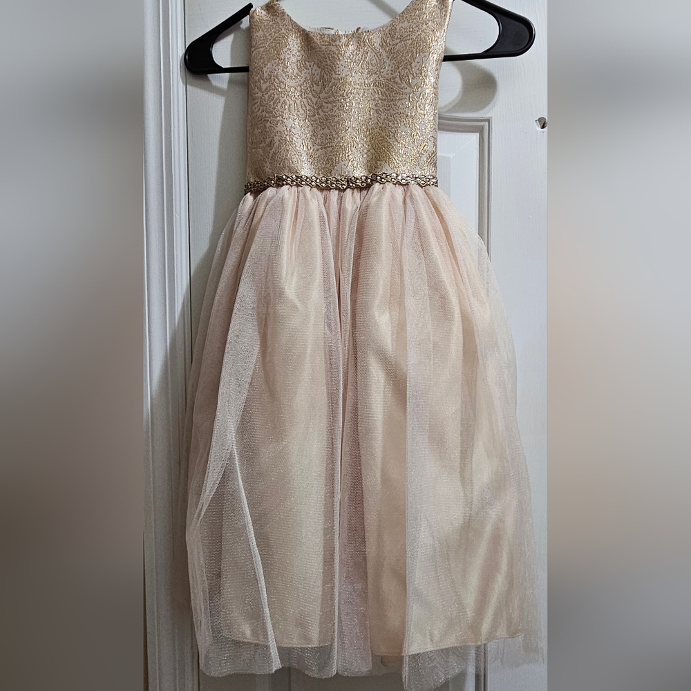 Elegant Gold and Cream Kids Dress Size 5